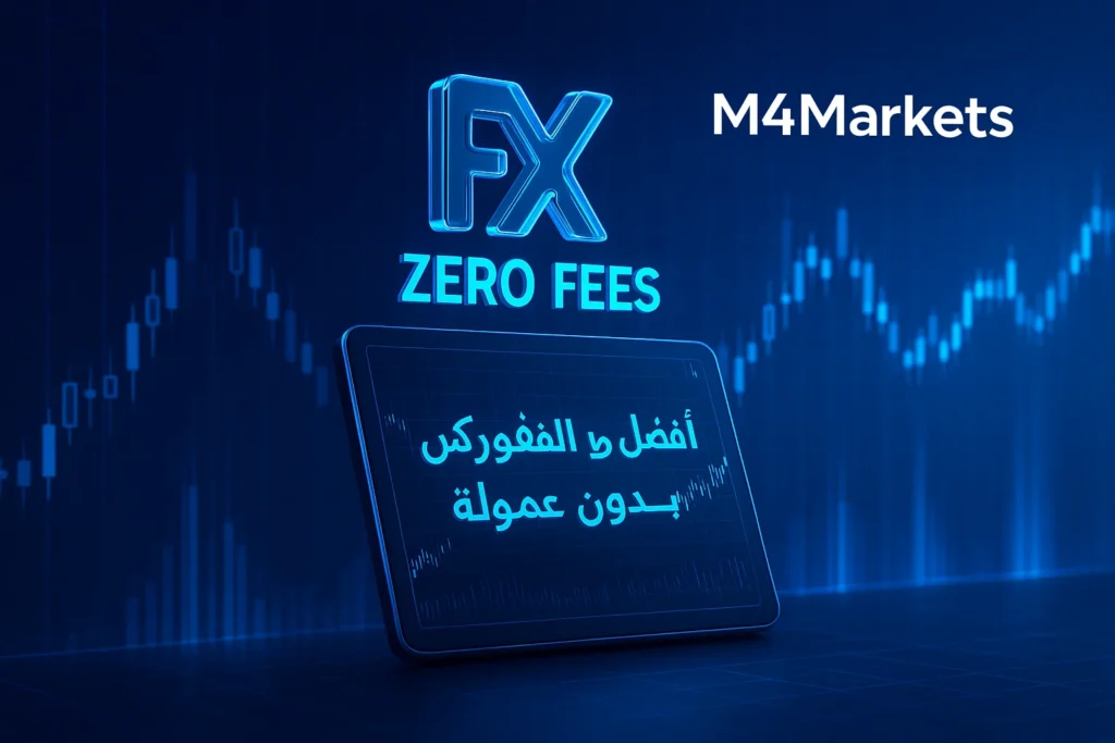 أفضل-وسطاء-الفوركس-بدون-عمولة-في-دول-مجلس-التعاون-الخليجي-صورة-فنية-رقمية-لنجاح-التداول-وعلامة-M4Markets