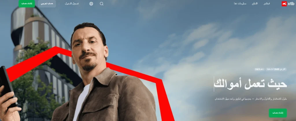 واجهة منصة XTB xStation تظهر أدوات تحليل متقدمة ومؤشرات تداول نشطة.