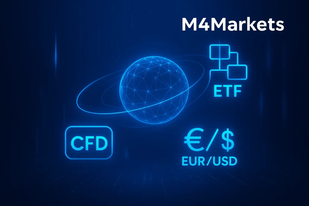 CFD, 외환 및 기타 상품을 상징하는 다양한 레버리지 거래 상품의 종류를 나타내는 이미지
