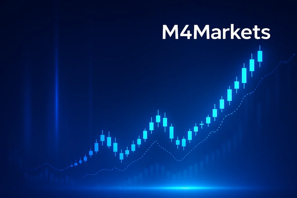 주가지수 개요를 나타내는 미래지향적인 금융 기술 이미지.
