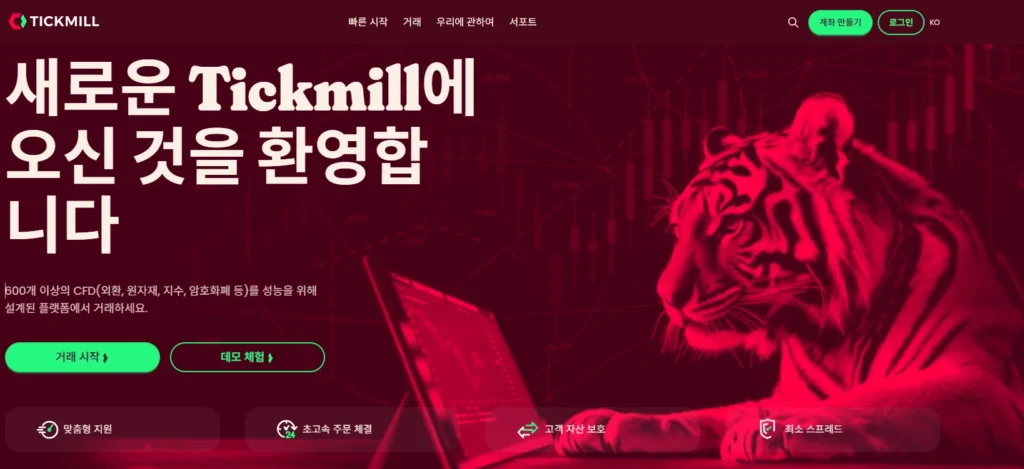 Tickmill의 MetaTrader 기반 저비용 카피 트레이딩 서비스를 강조하는 이미지.