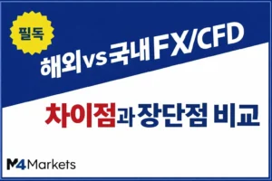 한국 트레이더를 위한 해외 및 국내 FX와 CFD 거래의 핵심 차이점 및 장단점 비교 인포그래픽 이미지.