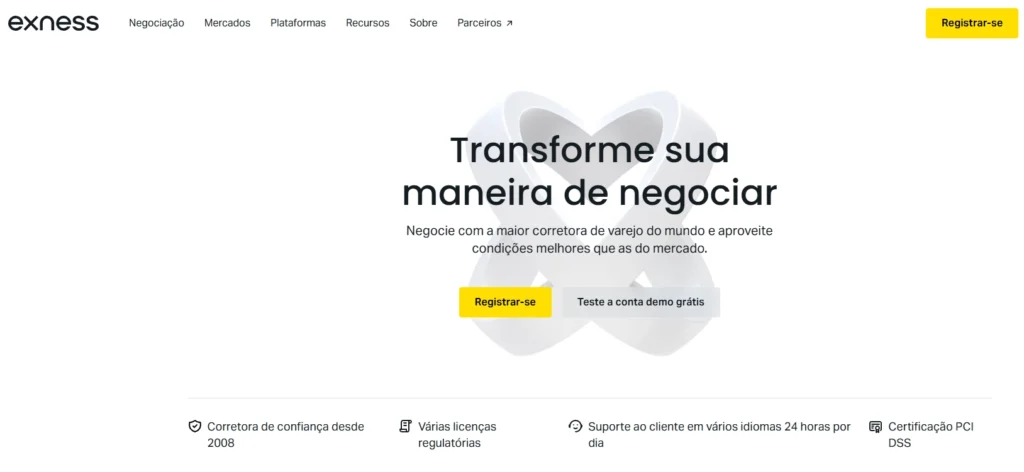 Logotipo da Exness ao lado de um gráfico financeiro, ilustrando os recursos de Social Trading e saques rápidos.