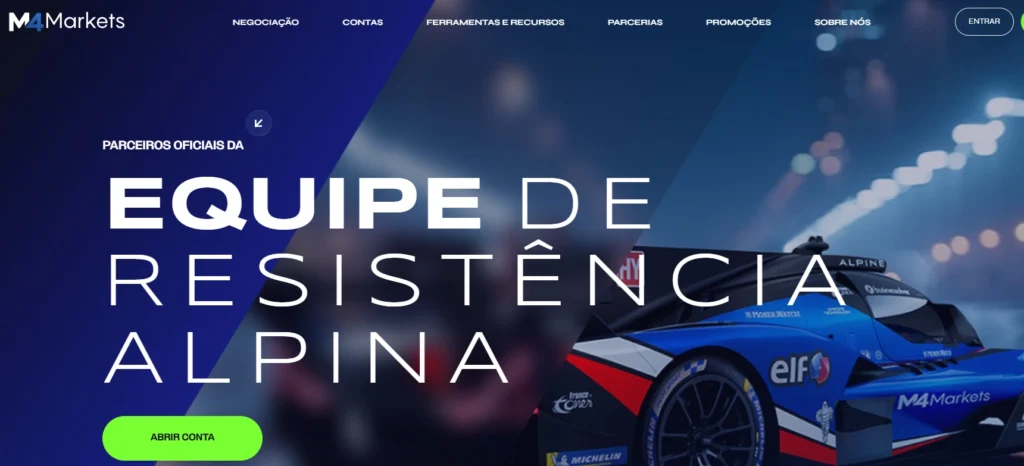 Logotipo da M4markets em destaque, simbolizando a execução rápida e spreads competitivos para traders.