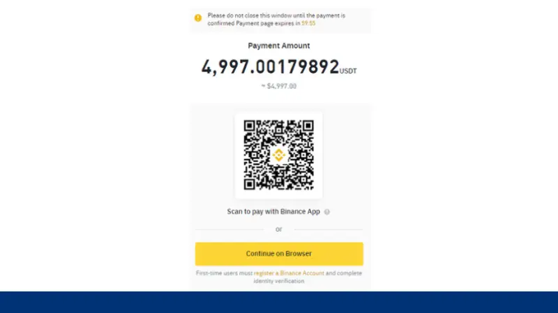 HFMのBINANCE PAYで入金する手順5、BINANCE PAYにログイン