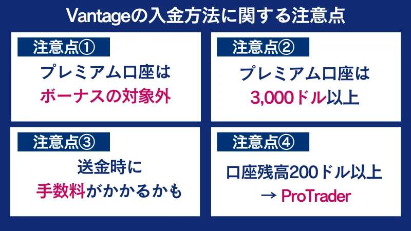 Vantageの入金に関する注意点