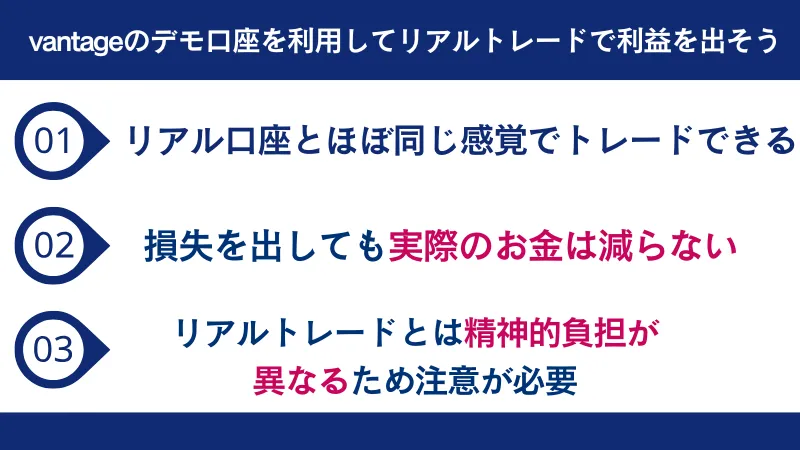 vantageのデモ口座を利用してリアルトレードで利益を出そう