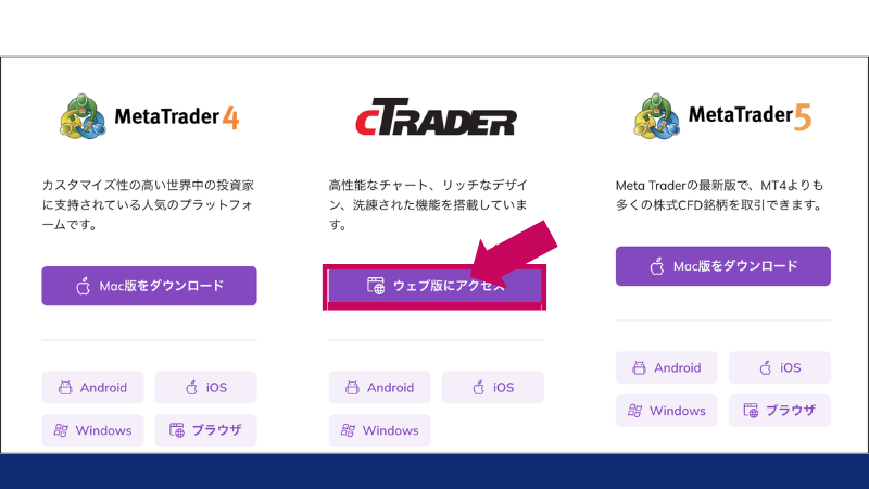 cTraderのダウンロード画面