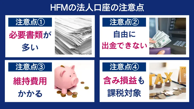 HFMの法人口座の注意点