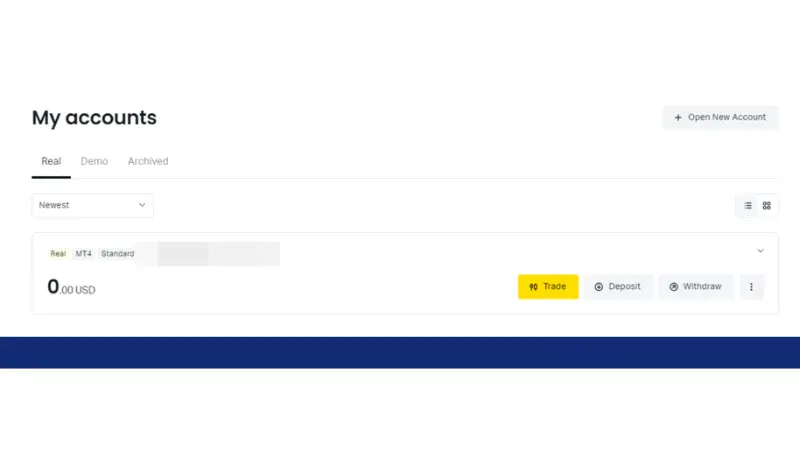 「My accounts」に作成した口座が追加されていれば、完了