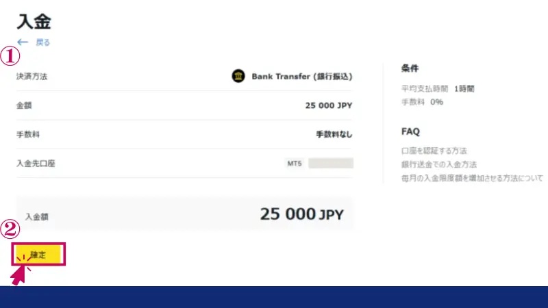 決済内容の確認と確定