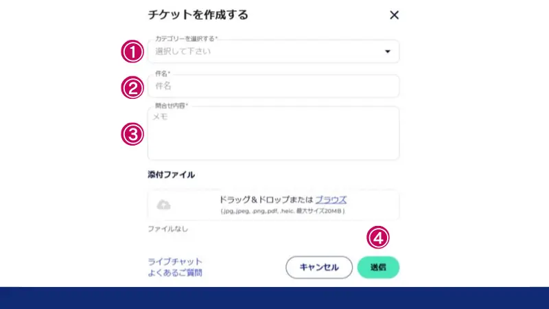 FXGTのチケット作成画面