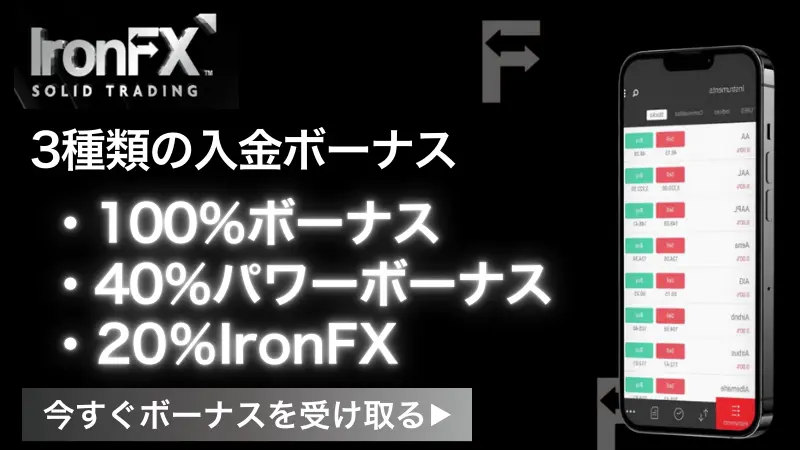 IronFXの入金ボーナスを紹介したイラスト
