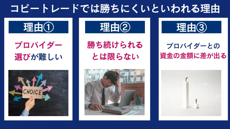 コピートレードでは勝ちにくいといわれる理由