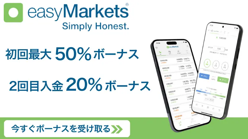 easyMarketsの入金ボーナスを紹介したイラスト