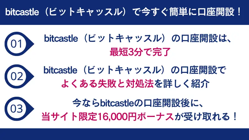 bitcastle（ビットキャッスル）で今すぐ簡単に口座開設！